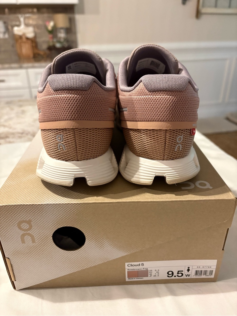 Women’s On Running Athletic Shoes in Tan and Mauve - Picture 4 of 7